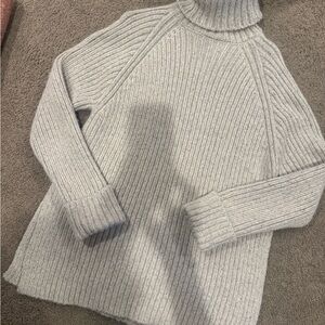 Zara Light Gray Ribbed Turtleneck Sweater